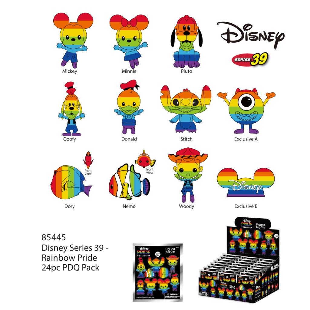 DISNEY - Rainbow Pride Collection - 3D Foam Bag Clip (Display 24 Pcs) - 2