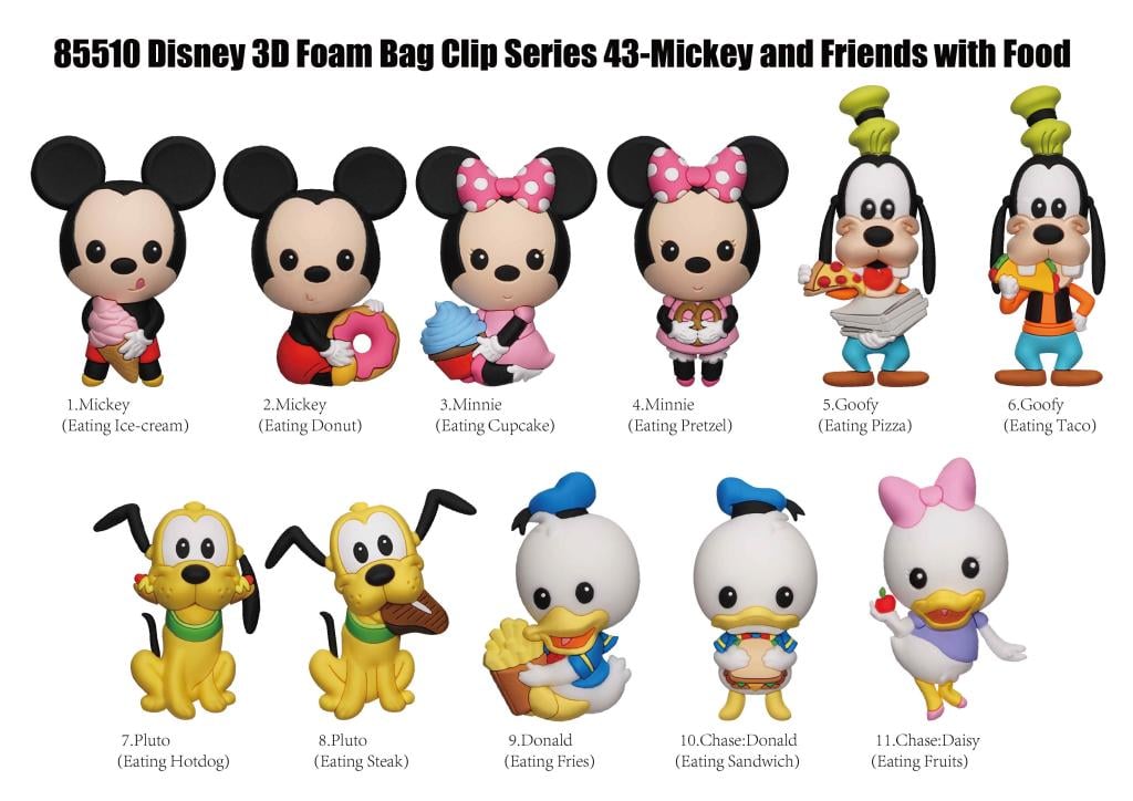 MICKEY & AMIS - Series 43 - 3D Foam Bag Clip (Display 24 Pcs) - 2