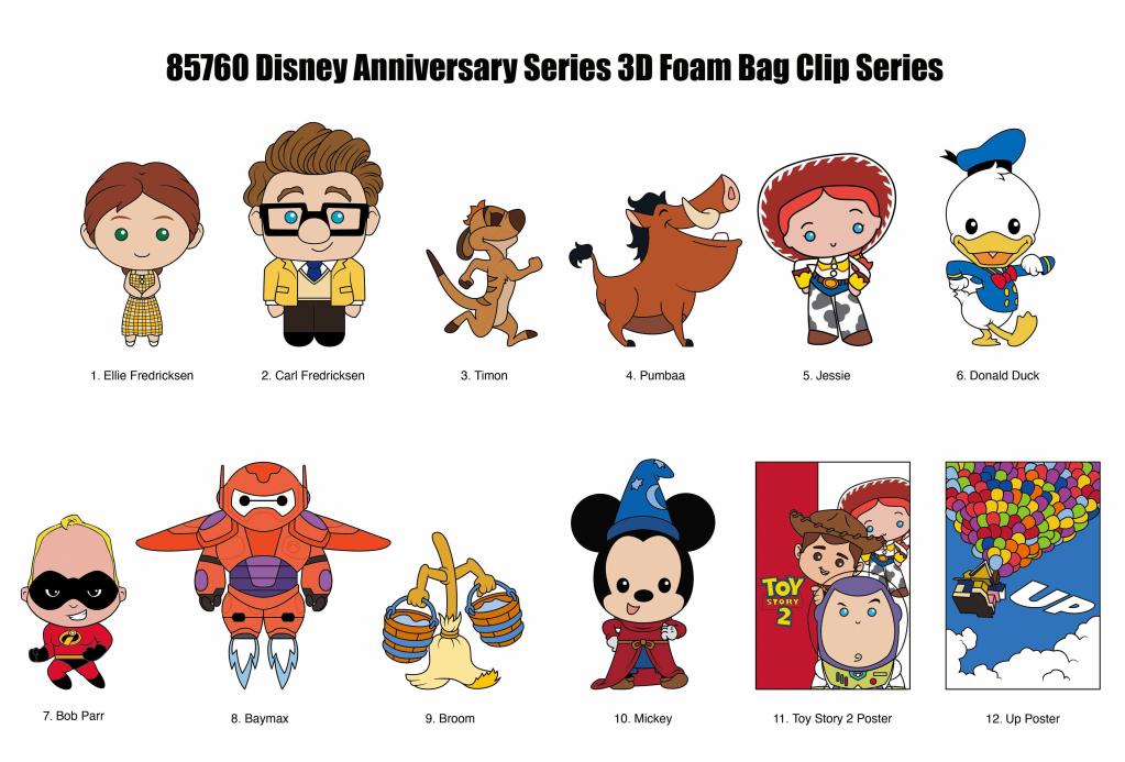 DISNEY ANNIVERSARY - Series 1 - 3D Foam Bag Clip (Display 24 Pcs) - 2