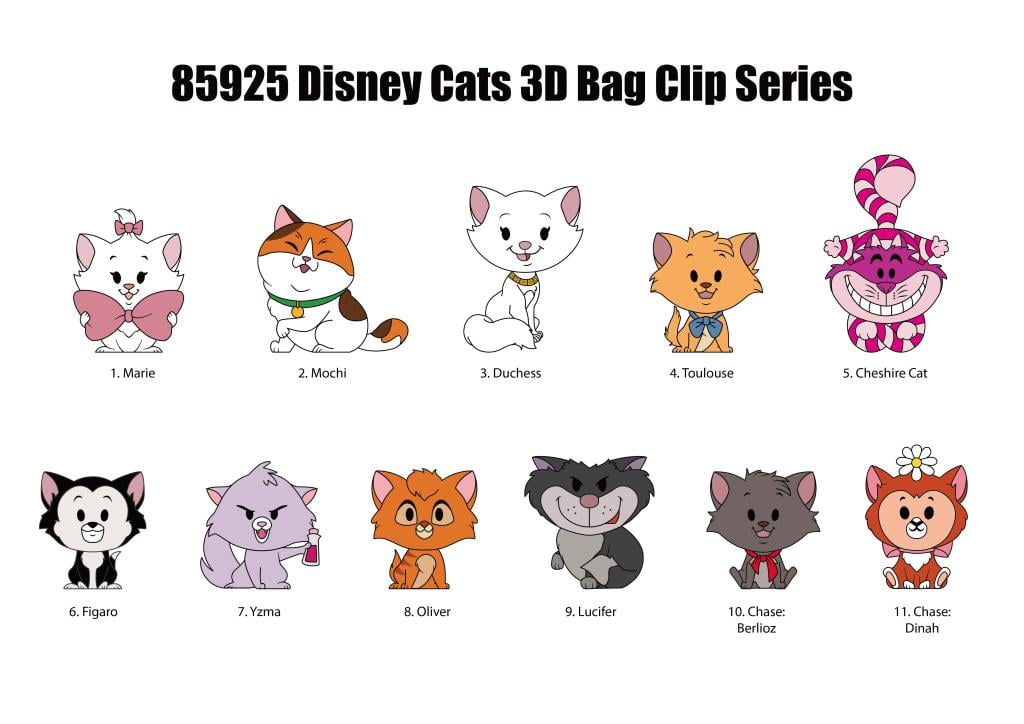 DISNEY CATS - Series 69 - 3D Foam Bag Clip (Display 24 Pcs) - 2