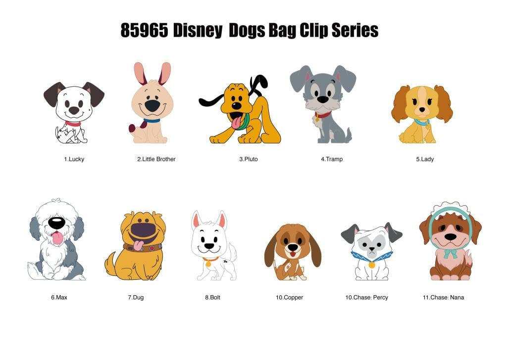 DISNEY DOGS - Series 1 - 3D Foam Bag Clip (Display 24 Pcs) - 2