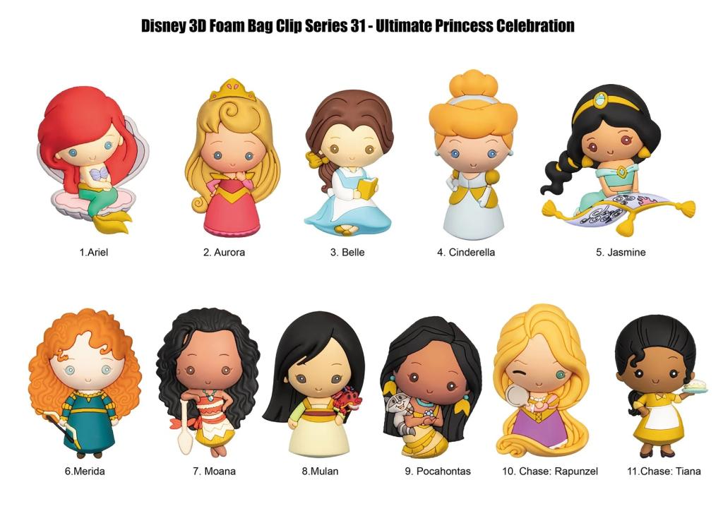 DISNEY - Princesse -  Serie 31 - 3D Foam Bag Clip (Display 24 Pcs) - 2