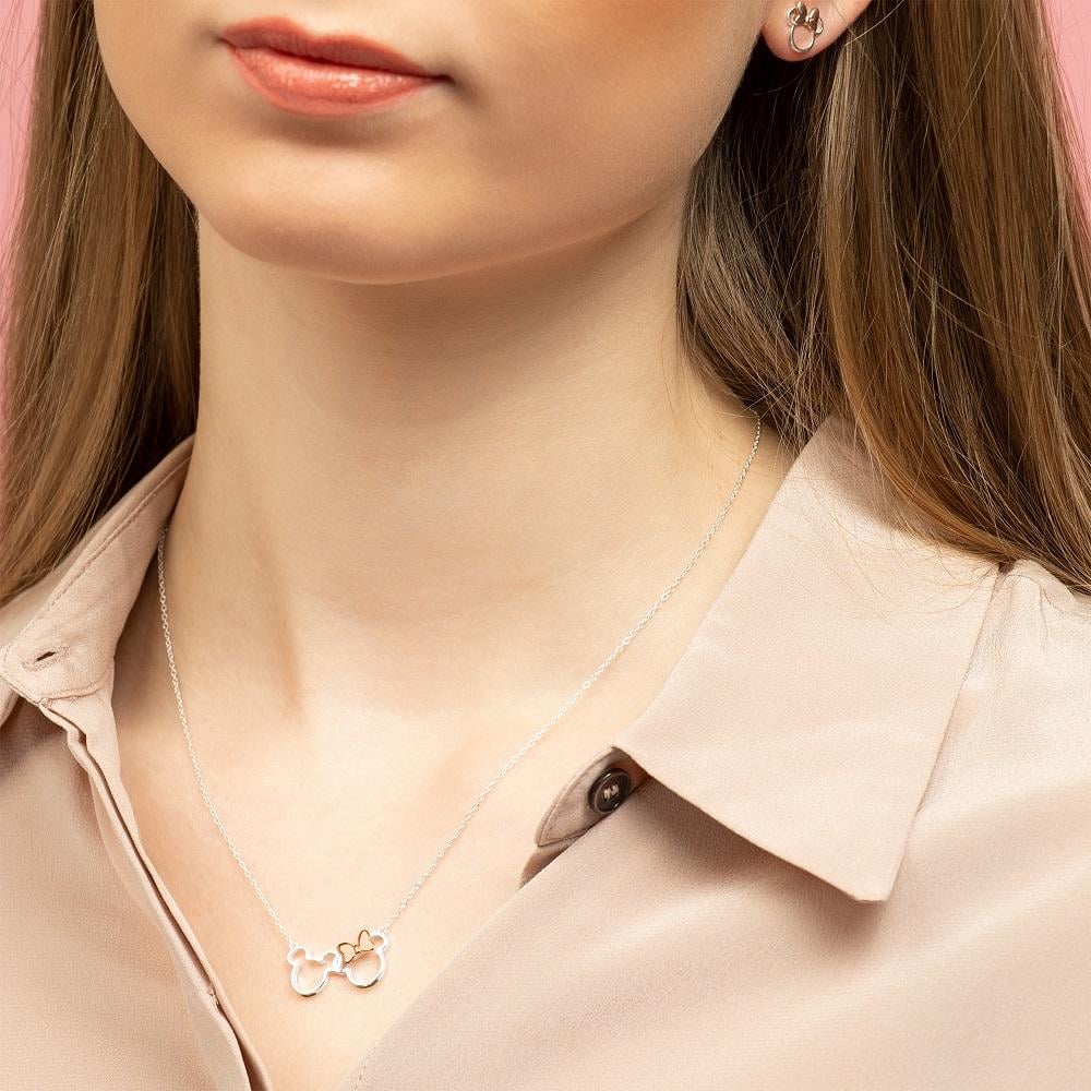 MICKEY & MINNIE - Necklace in Rose Gold & Silver Brass Plated - 3