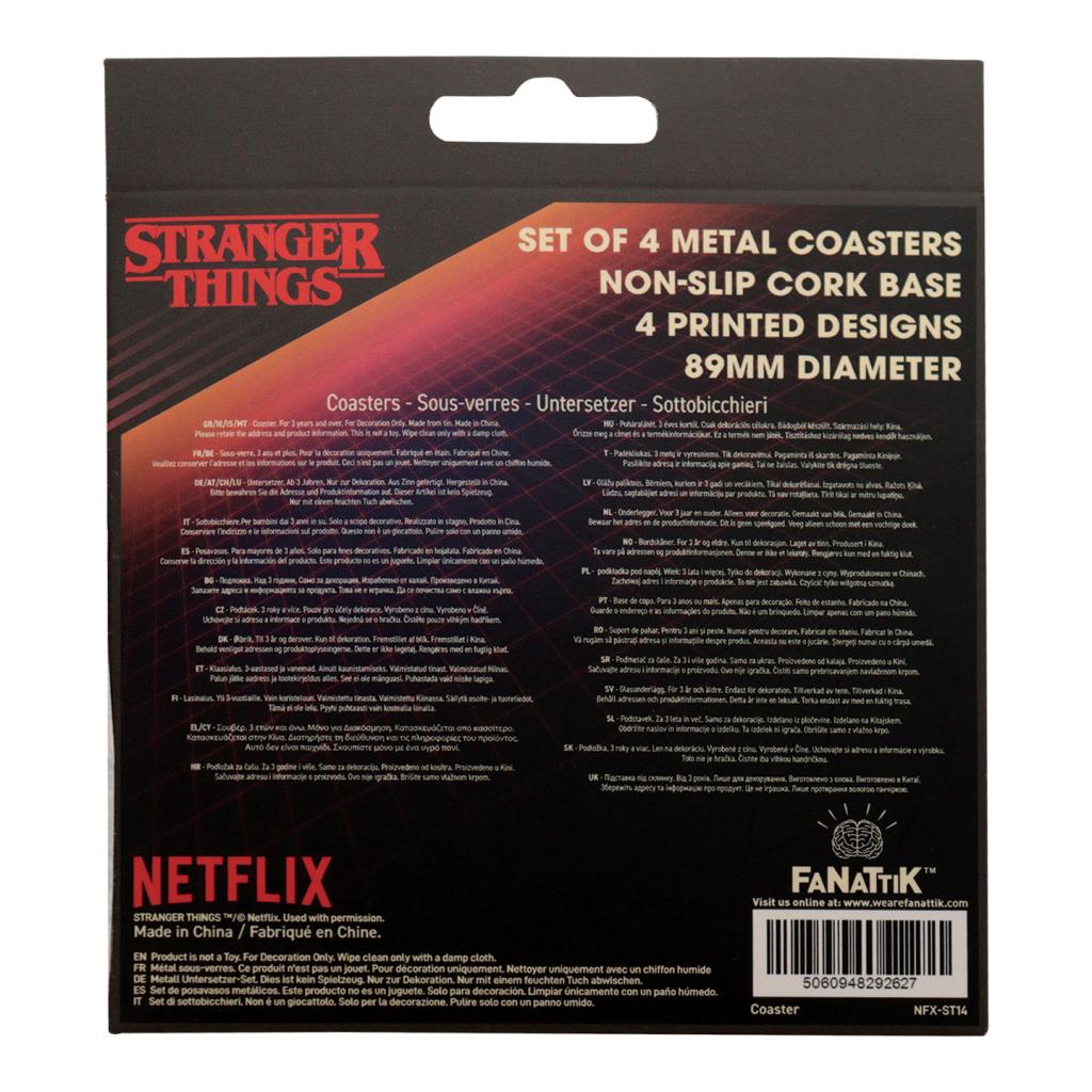 STRANGER THINGS - 4 Dessous de Verres Gravés en Métal - 4