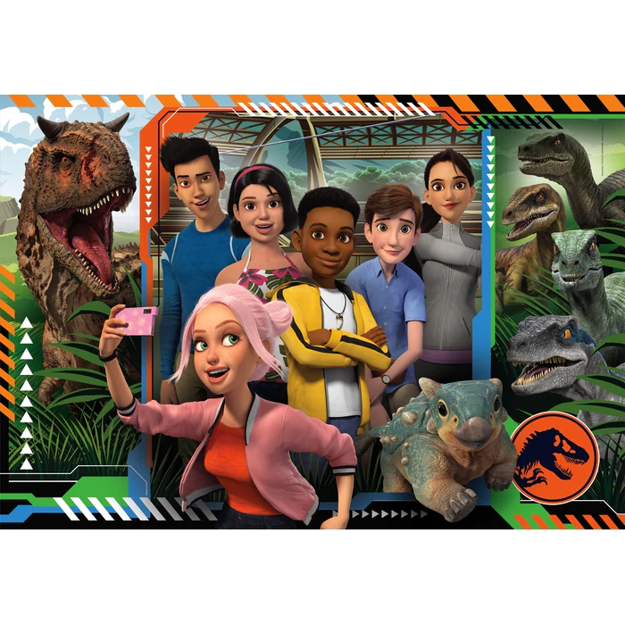 Clementoni - Jurassic Park/World Supercolor Camp Cretaceous-180 Pieces, 7 Years Netflix Series, Child, Dinosaur Puzzle-Made in Italy, 29773, Multicoloured