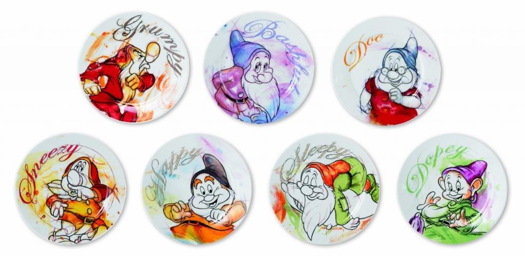 DISNEY / SEVEN DWARFS - Set 7 Dessert Plates 19cm - 2