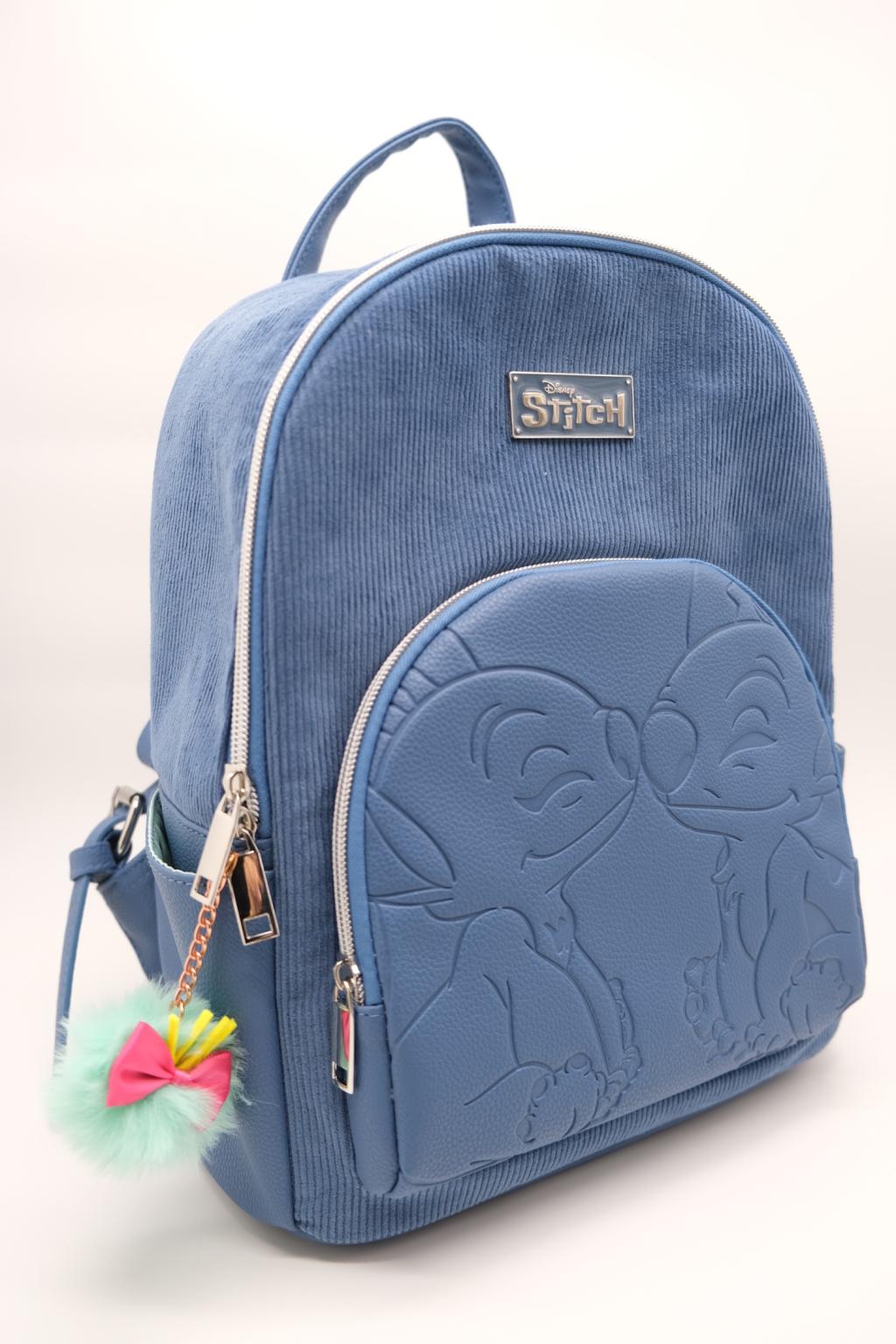 STITCH & ANGEL - Fashion Duo Blue Corduroy BackPack - '28x22x11cm' - 2