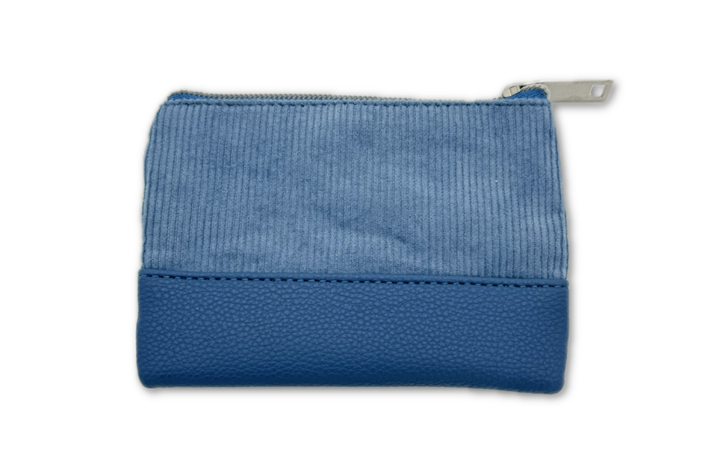STITCH & ANGEL - Blue Corduroy Fashion Duo Pouch Wallet - '14x10x1cm' - 2