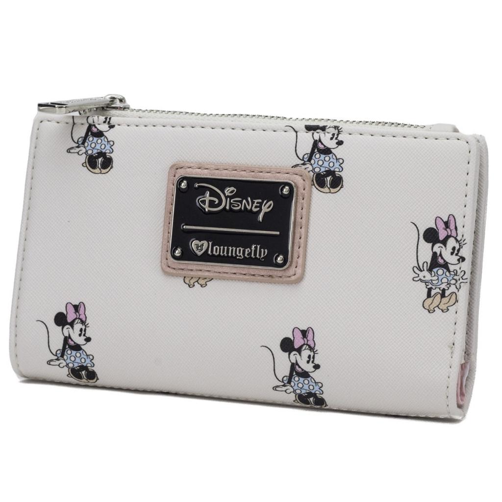 DISNEY Minnie Print Cream Wallet 'LoungeFly'