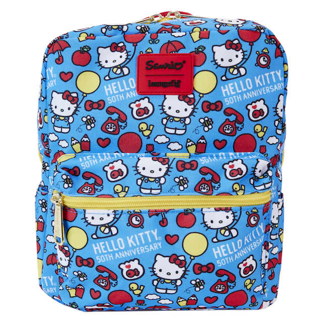 HELLO KITTY - 50ème Anniv. - Mini Sac à Dos carré en Nylon LoungeFly - 2