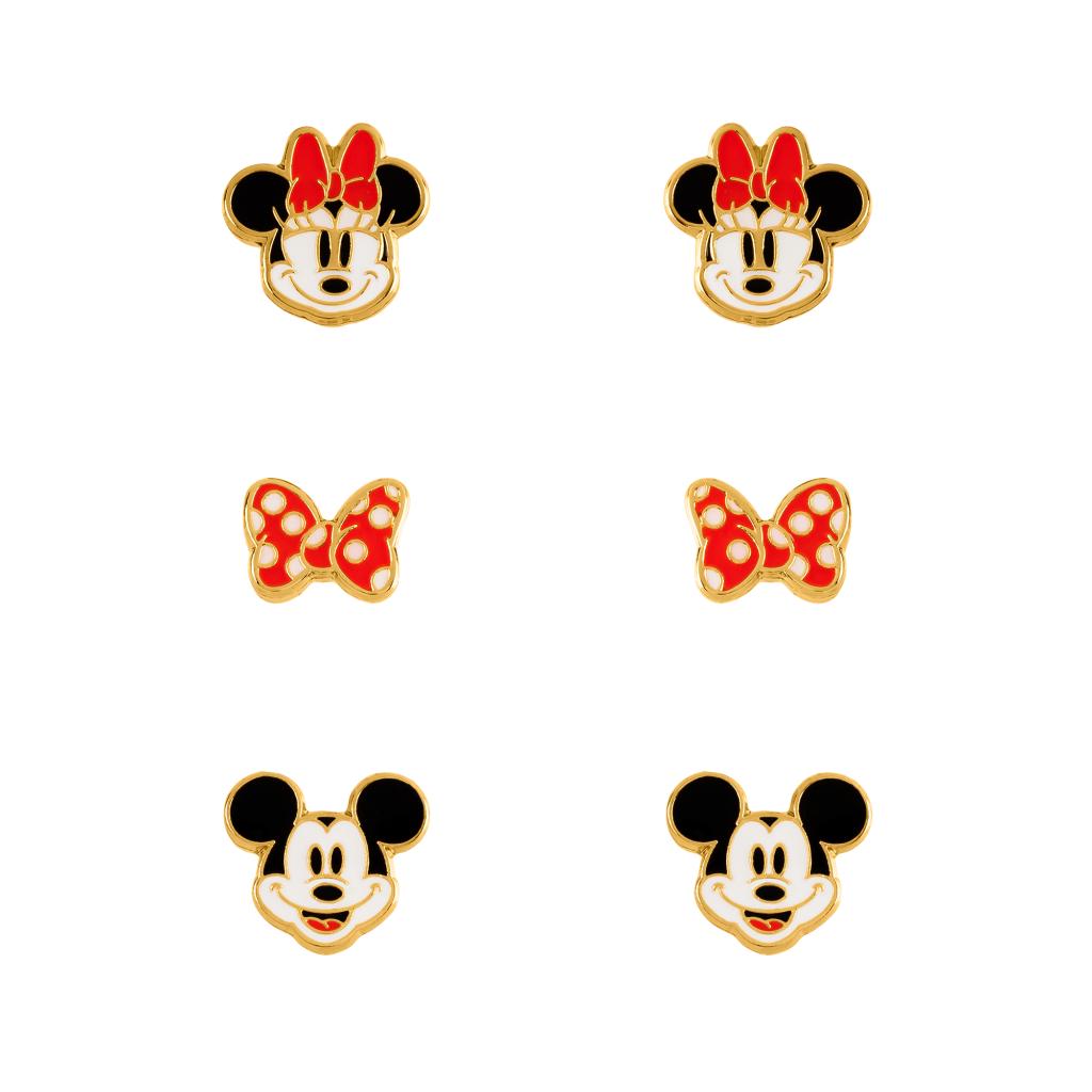 MINNIE & MICKEY - 3 Paires de Clous d'Oreilles - Laiton Plaqué - 2