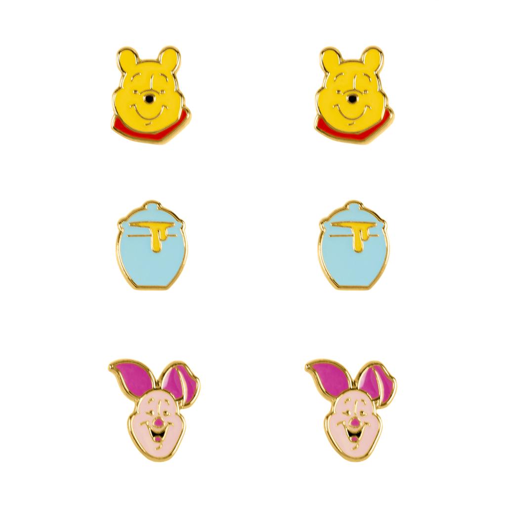 WINNIE L'OURSON - 3 Paires de Clous d'Oreilles - Laiton Plaqué - 5