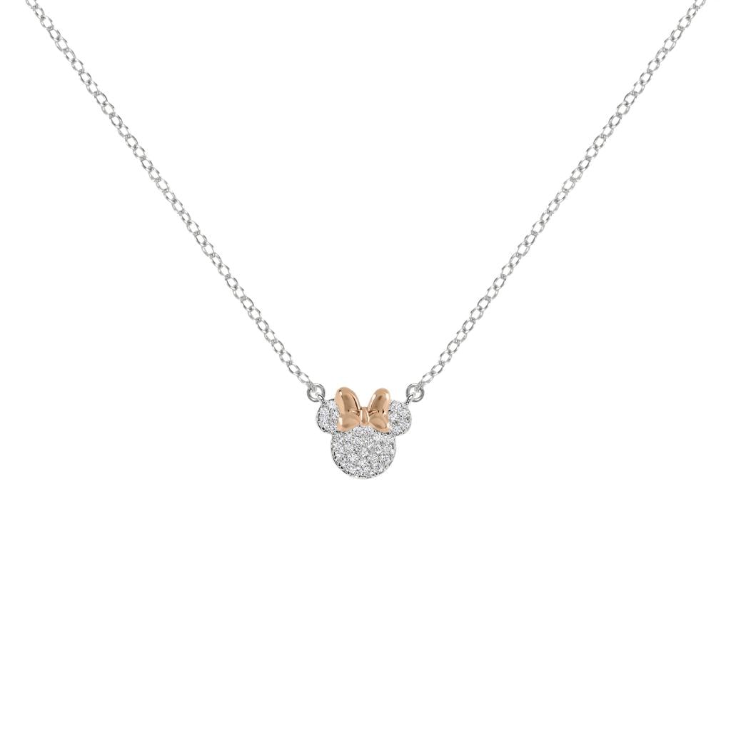 MINNIE - Mother & Daughter Set - 2 Shiny Silver Brass Plated Necklaces - 4