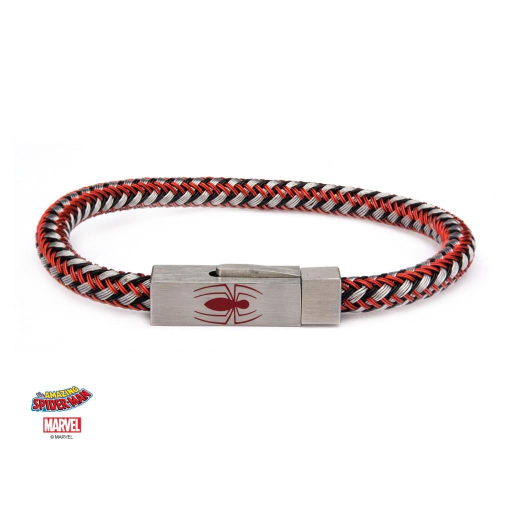 MARVEL - Stainless Steel & Woven Leather Spider-Man Bracelet - 2
