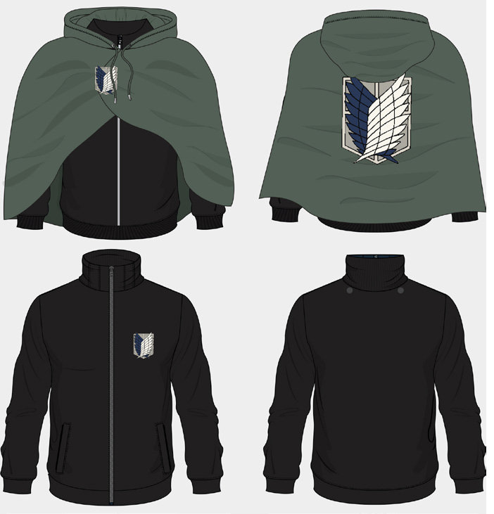 BEMS ATTACK ON TITAN Pull à Capuche Novelty + Cape Détachable (L)