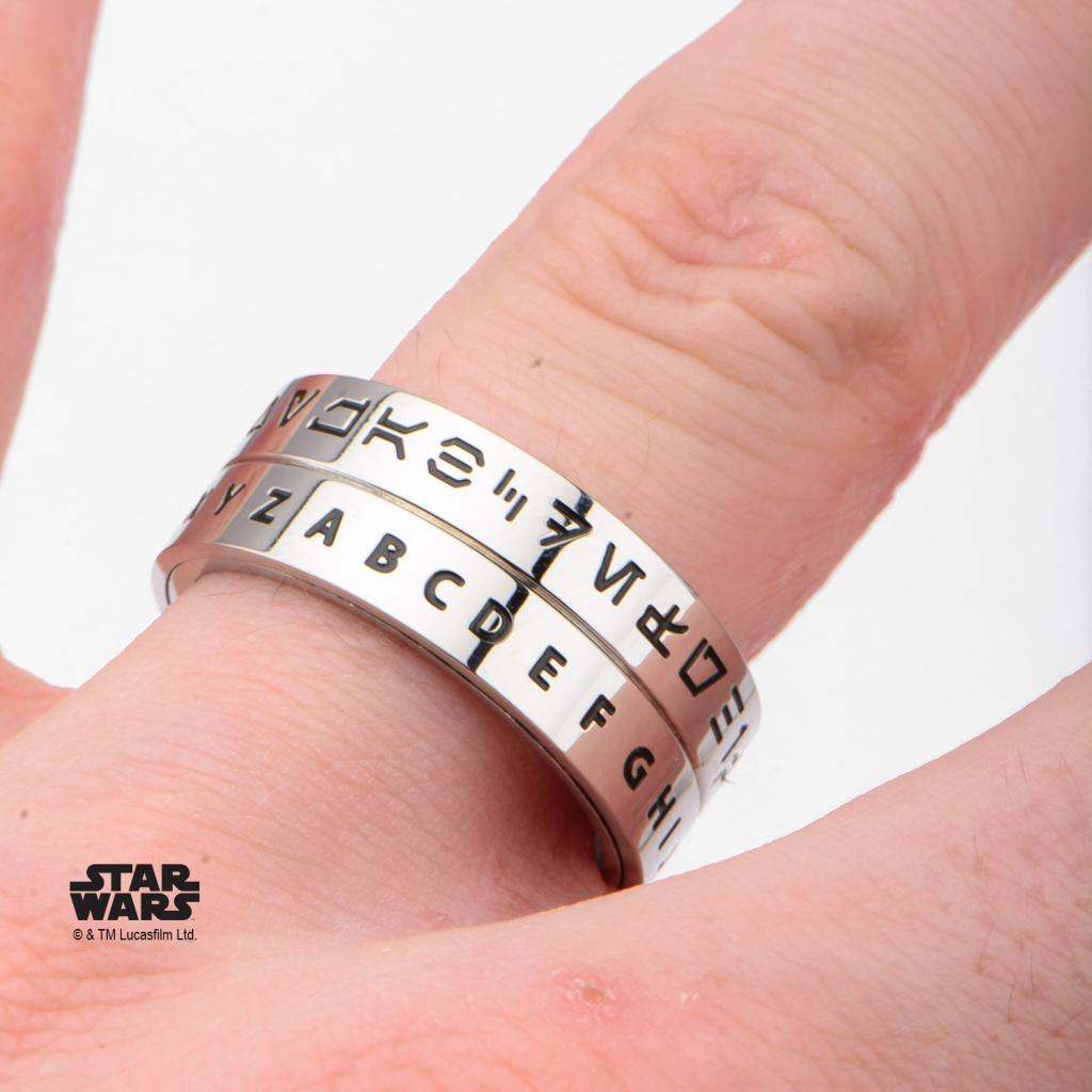 STAR WARS - Men's Stainless Steel Aurebesh Spinner Ring - Size 11 - 2