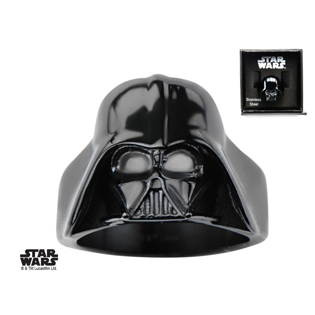 STAR WARS - Men's Stainless Steel Black 3D Darth Vader Ring - Size 11 - 3