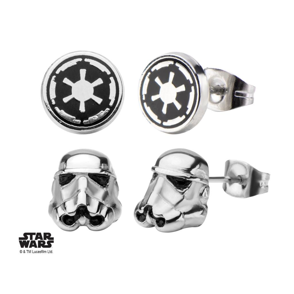 STAR WARS - 3D Stormtrooper and Enamel Galactic Empire Symbol Stud Ear - 2