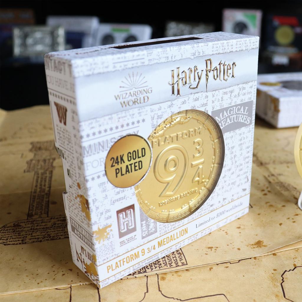 HARRY POTTER - Plateforme 9 3/4 - Médaillon Collector Plaqué Or 24k - 3
