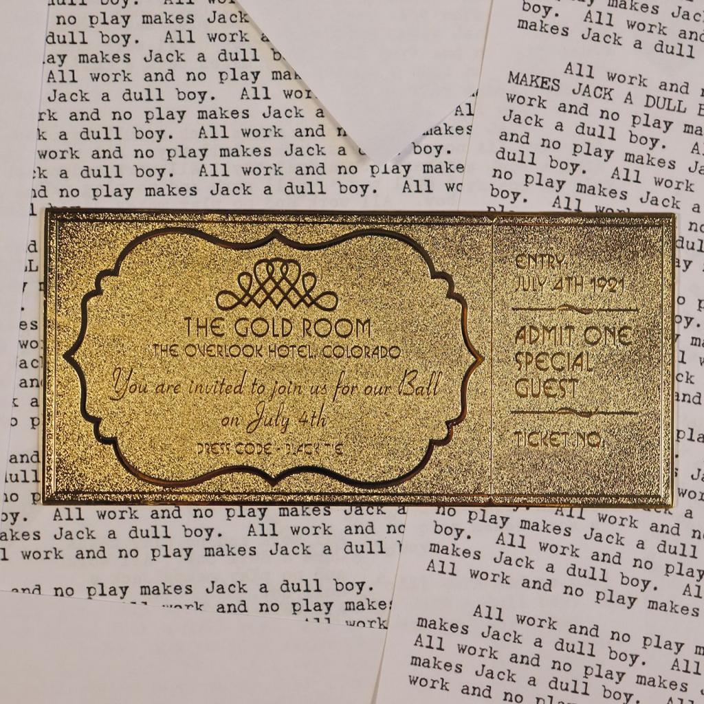 THE SHINING - The Overlook Hotel Ball - Ticket Plaqué Or Collector 24k - 2
