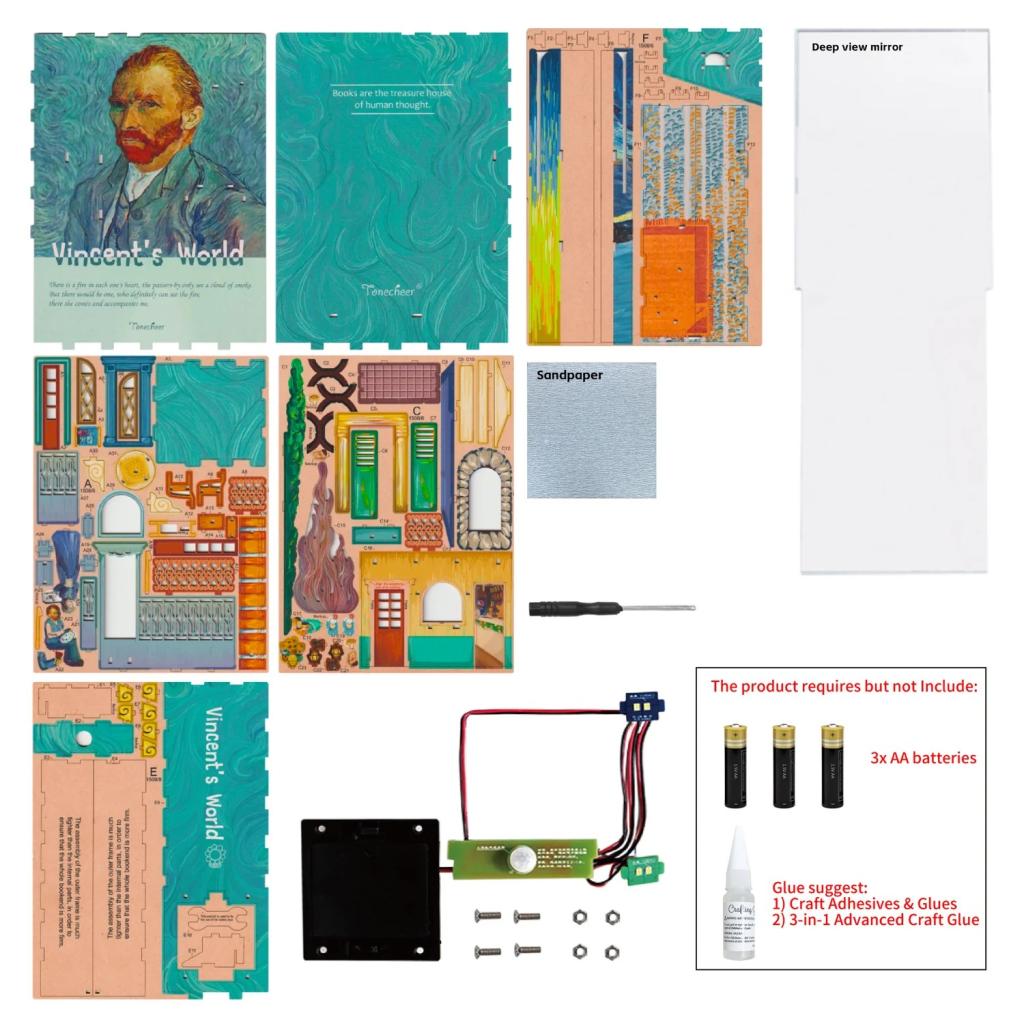 BOOK NOOK KIT - DIY- Vincent's World - 80pcs + LED Light - 6