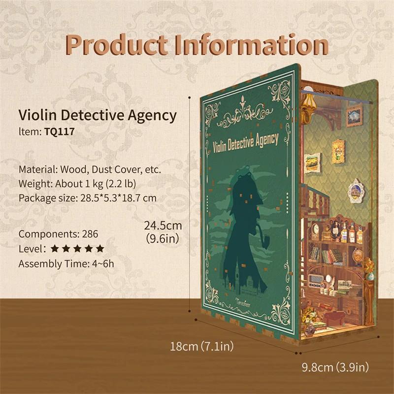 BOOK NOOK KIT - DIY- Violin Detective Agency - 286pcs + LED Light - 5