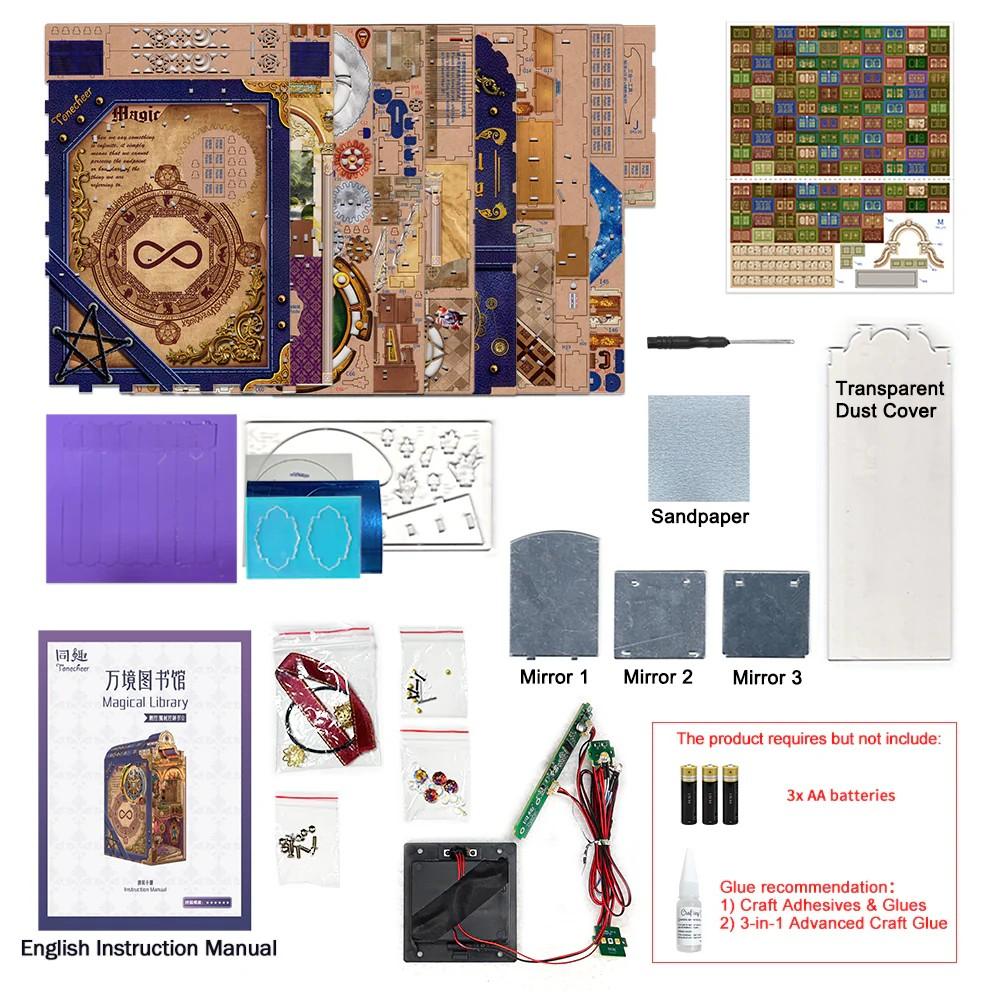 BOOK NOOK KIT - DIY- Magical library - 521pcs + LED Light - 6