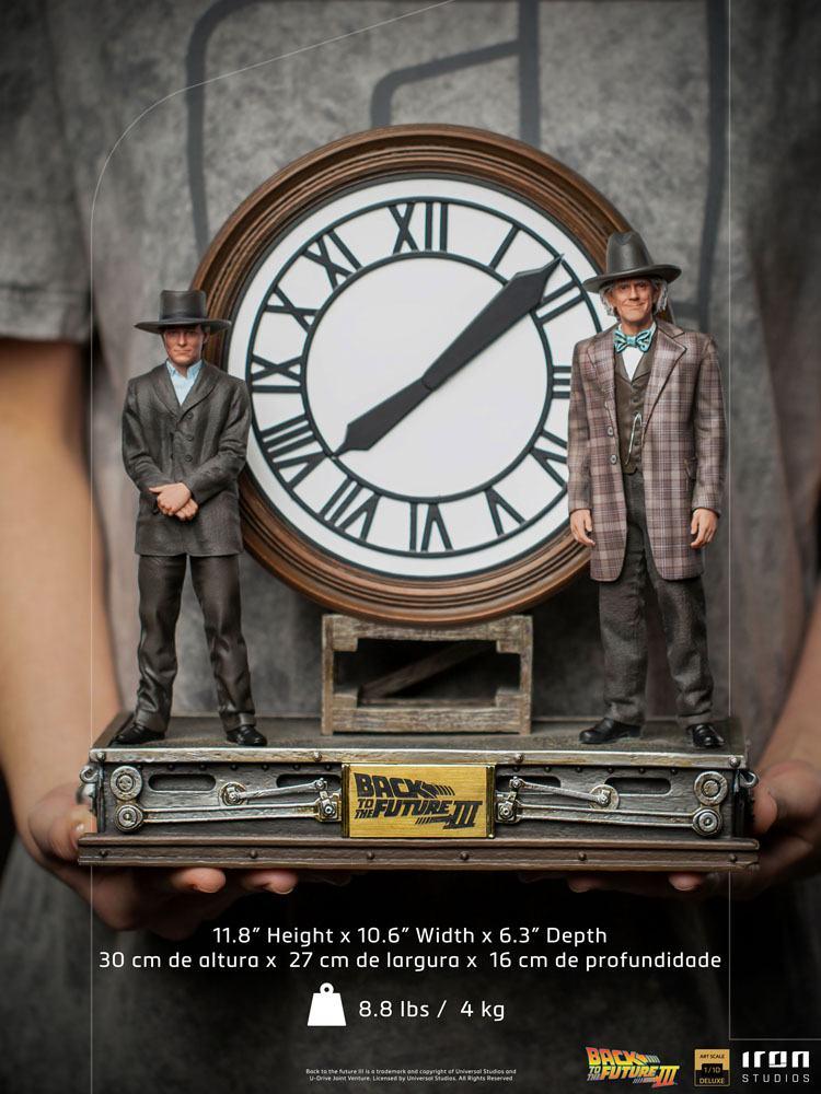 RETOUR VERS LE FUTUR Marty & Doc Clock Statuette DLX ArtScale 30cm