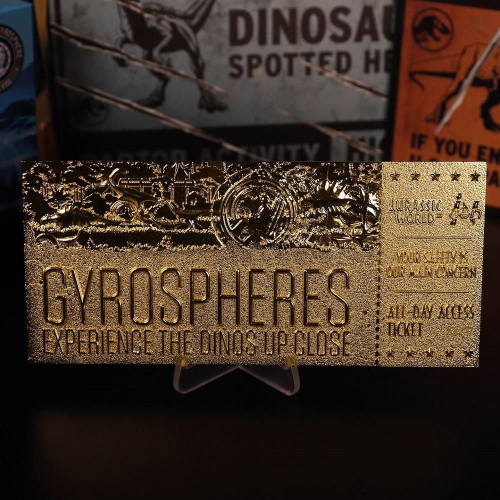 JURASSIC WORLD - Gyrosphere - Ticket Plaqué Or Collector 24k - 2
