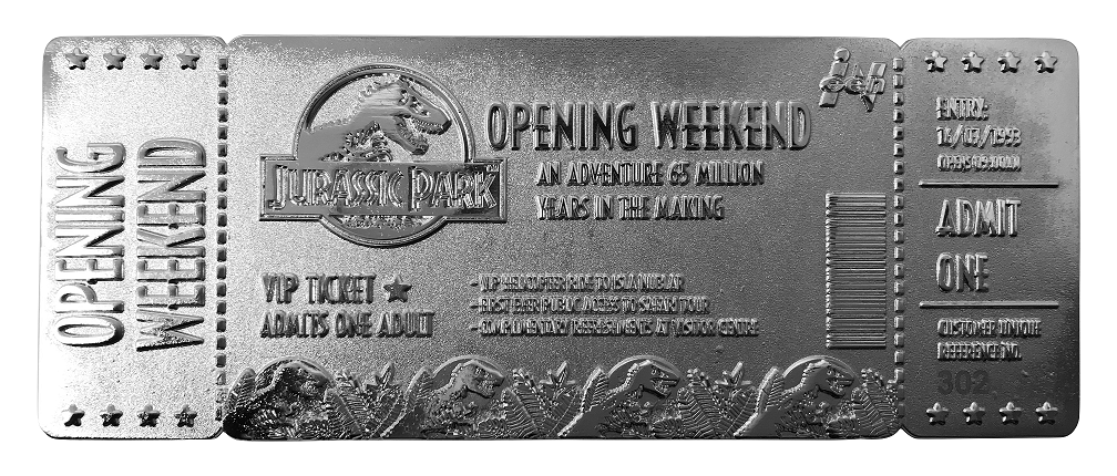 JURASSIC PARK - Opening Weekend - Silver Plated Collector Ticket - 2