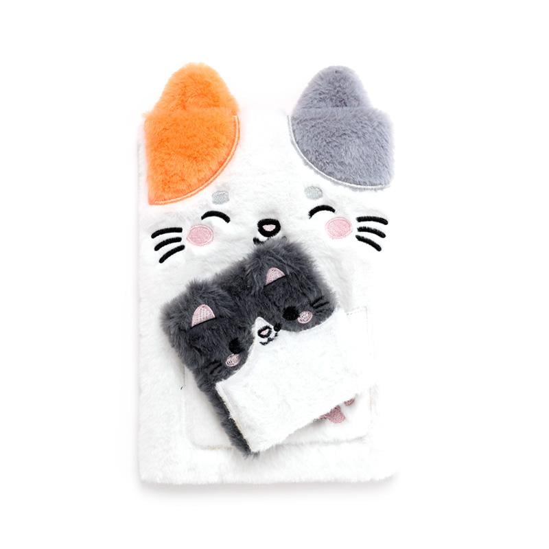 KAWAII - Lola the Cat - Premium Fluffy Notebook + 1 Mini - 3