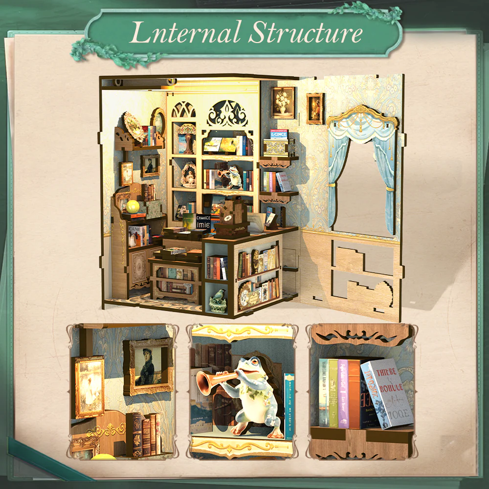 BOOK NOOK KIT - DIY- Muse Bookstore - 201pc + LED Light - 4