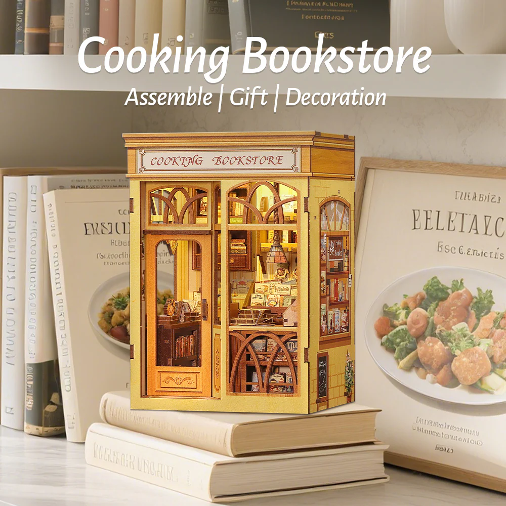 BOOK NOOK KIT - DIY- Cooking Bookstore - 156pc + LED Light - 2