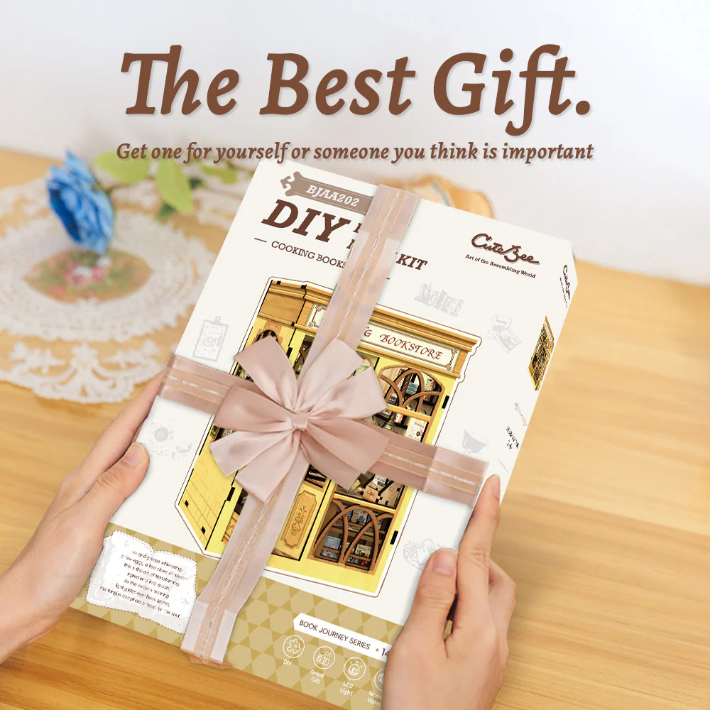 BOOK NOOK KIT - DIY- Cooking Bookstore - 156pc + LED Light - 6