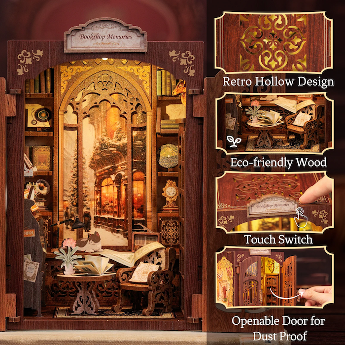 BOOK NOOK KIT - DIY - Memories Bookshop - 127pc + LED Light - 3