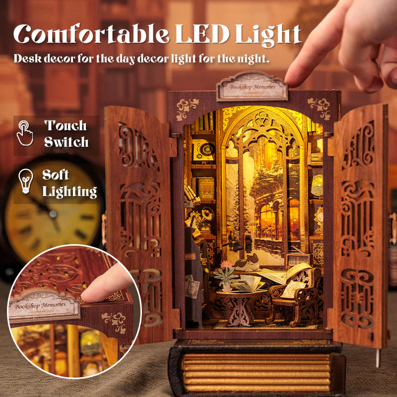 BOOK NOOK KIT - DIY - Memories Bookshop - 127pc + LED Light - 4