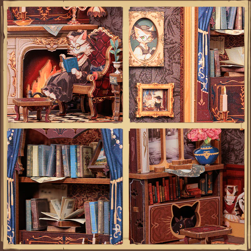 BOOK NOOK KIT - DIY - Count Cat's Study - 108pc + LED Light - 4