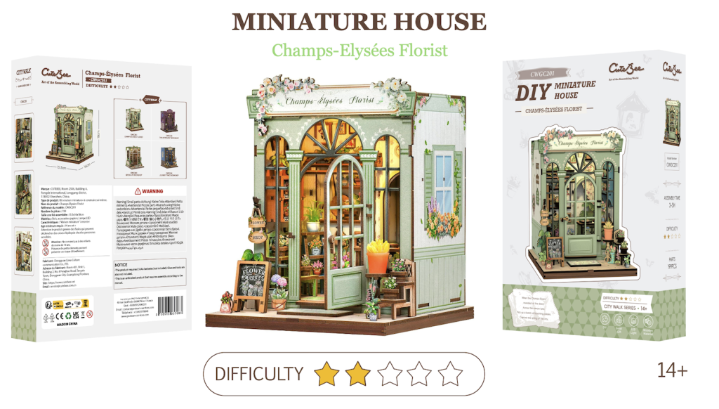 MINIATURE HOUSE - DIY - Champs-Elysées Florist - 199pc + LED Light - 2