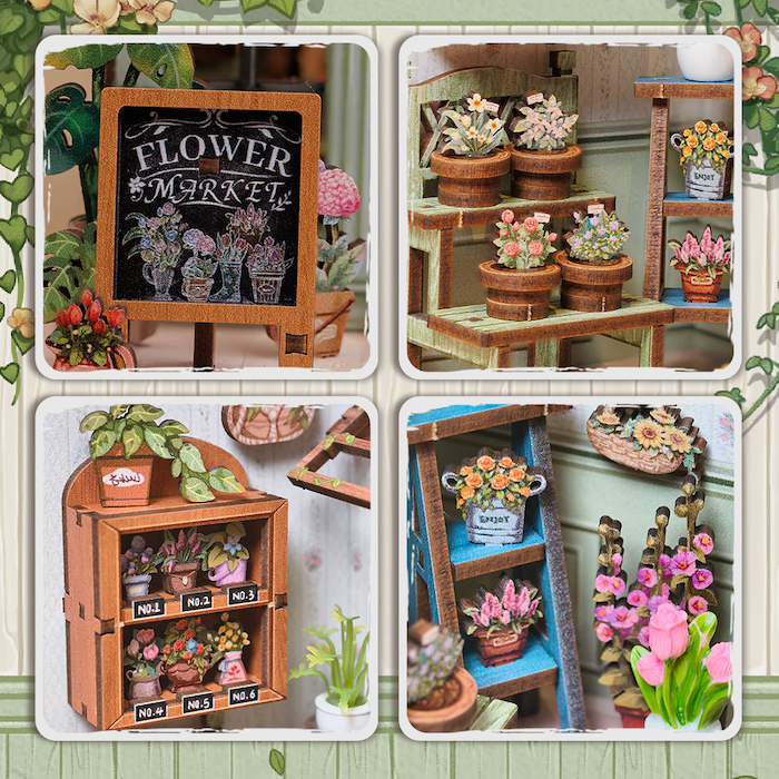 MINIATURE HOUSE - DIY - Champs-Elysées Florist - 199pc + LED Light - 4