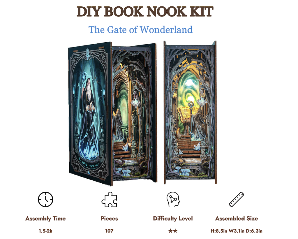 BOOK NOOK KIT - DIY - The Gate of Wonderland - 107pc + LED Light - 2