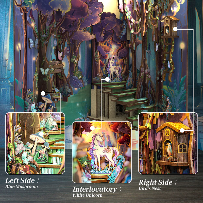 BOOK NOOK KIT - DIY - The Grace of the Forest - 89pc + LED Light - 4