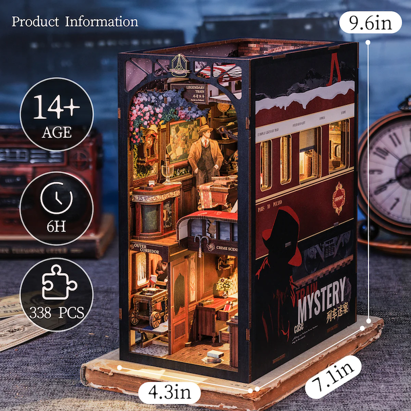 BOOK NOOK KIT - DIY - Mystery Train - 338pc + LED Light - 5