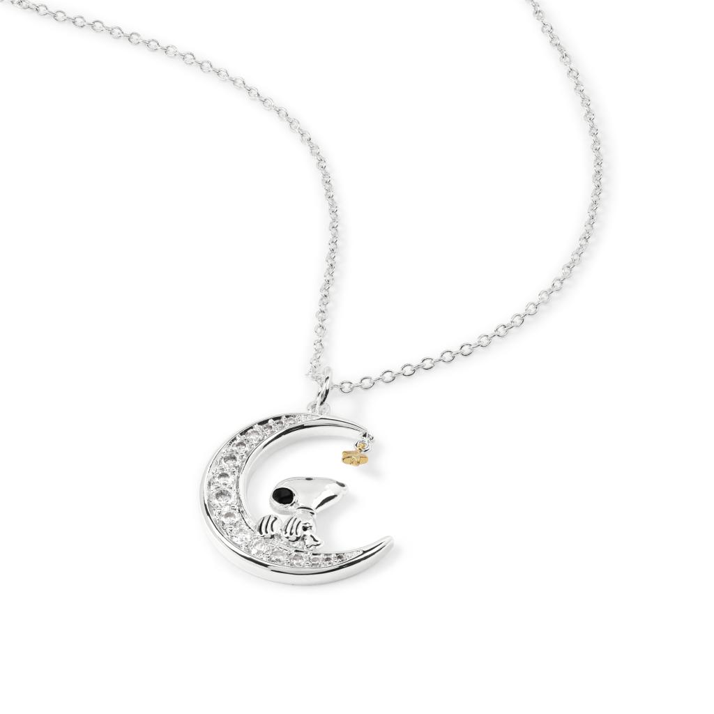 SNOOPY - Collier avec Pendentif Lune Serti de pierres 18mm - 4