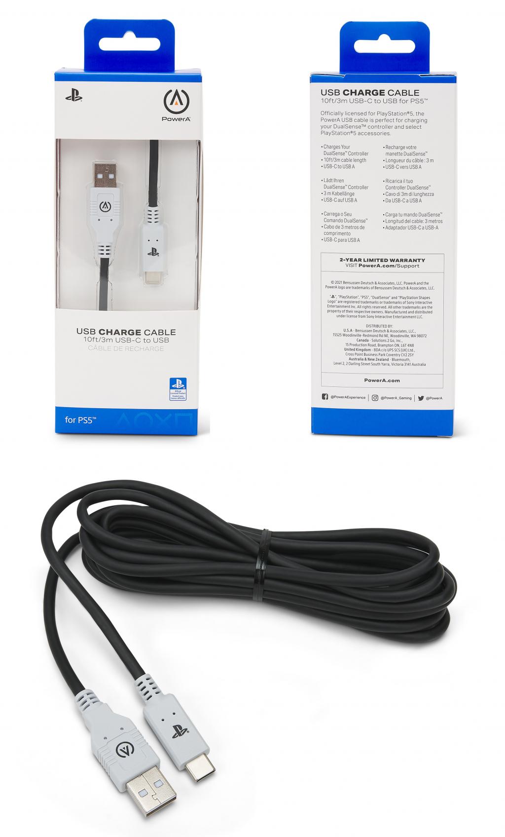 Official Playstation 5 USB Charge Cable 3m PowerA Playstation