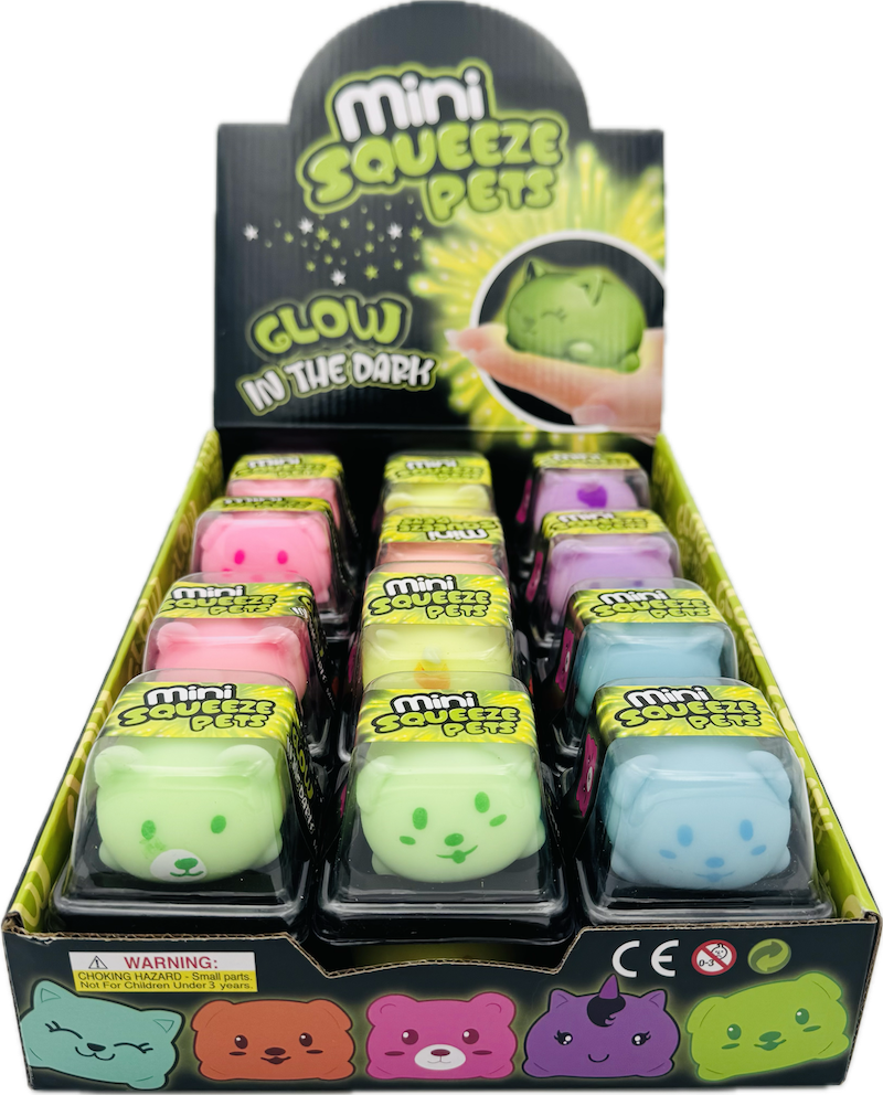KAWAII - Animaux - Mini Balle 'Squeezies' Anti-Stress Phosphorescent - 4